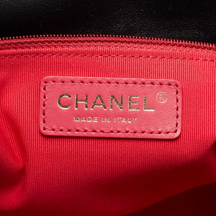 Pre Owned Chanel Black Leather CC Top Zip Shopper Tote