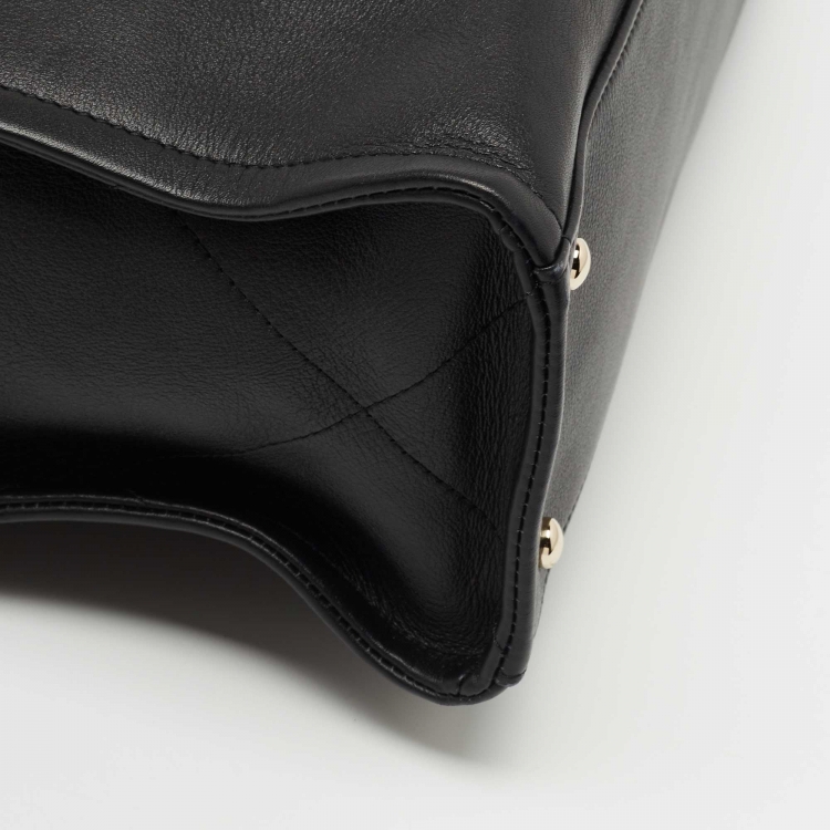 Pre Owned Chanel Black Leather CC Top Zip Shopper Tote