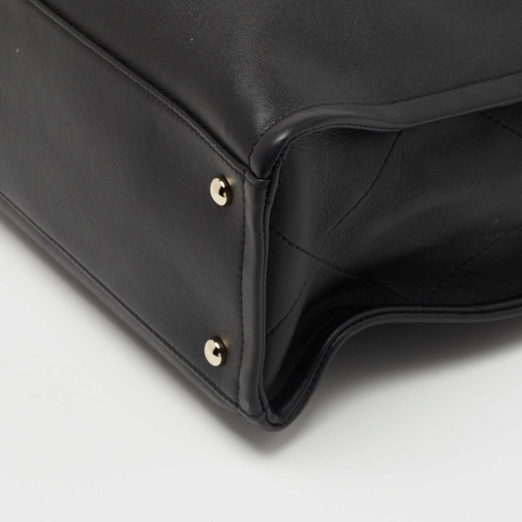 Pre Owned Chanel Black Leather CC Top Zip Shopper Tote