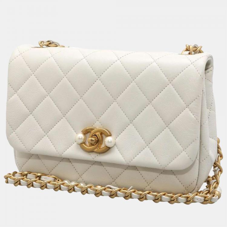 Chanel White Leather Pearl Crush Wallet On Chain Chanel | TLC