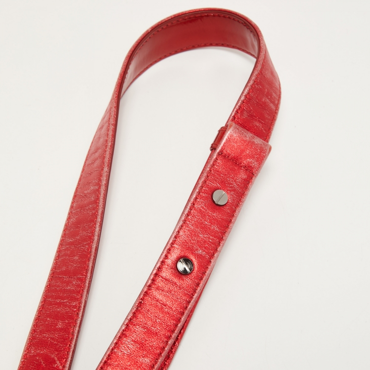 Pre Owned Chanel Red Quilted Patent Leather Medium Boy Bag