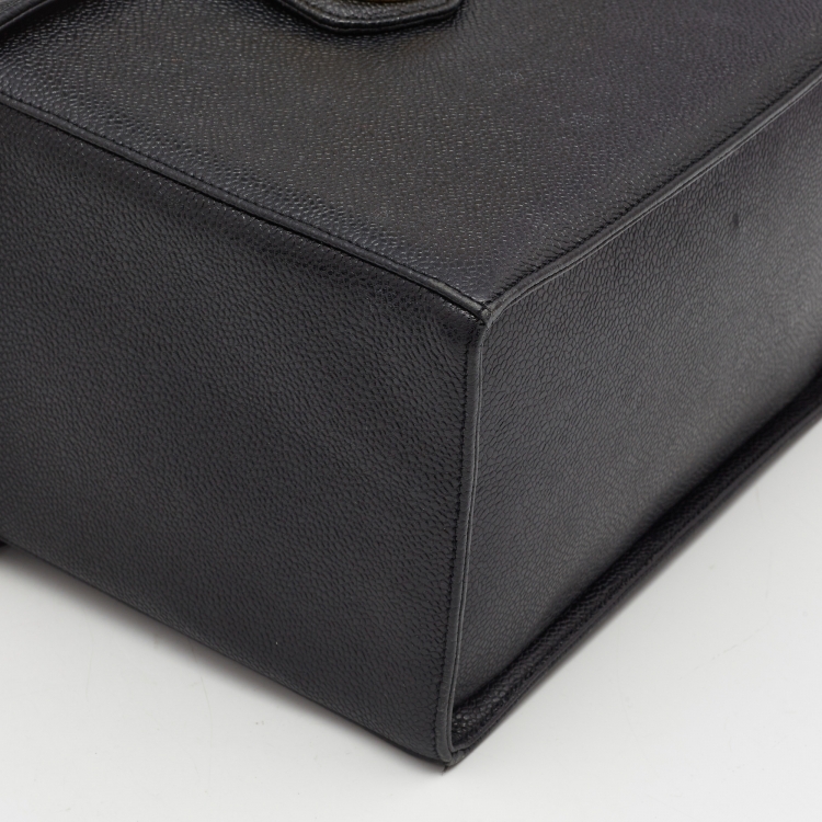 Pre Owned Chanel Black Caviar Leather Vintage CC Vanity Case Bag