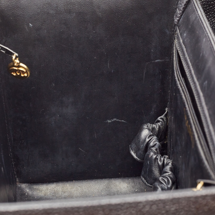 Pre Owned Chanel Black Caviar Leather Vintage CC Vanity Case Bag