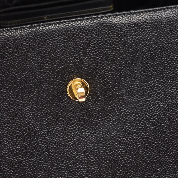 Pre Owned Chanel Black Caviar Leather Vintage CC Vanity Case Bag