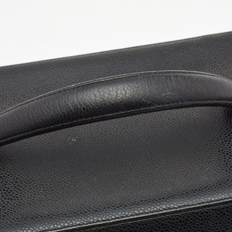 Pre Owned Chanel Black Caviar Leather Vintage CC Vanity Case Bag