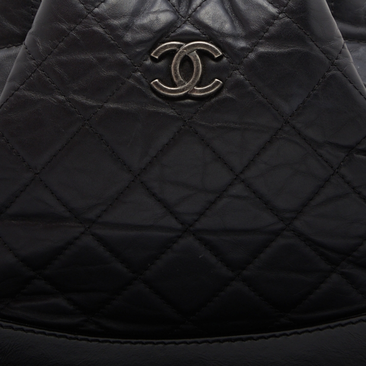 Pre Owned Chanel Black Quilted Leather Small Gabrielle Backpack