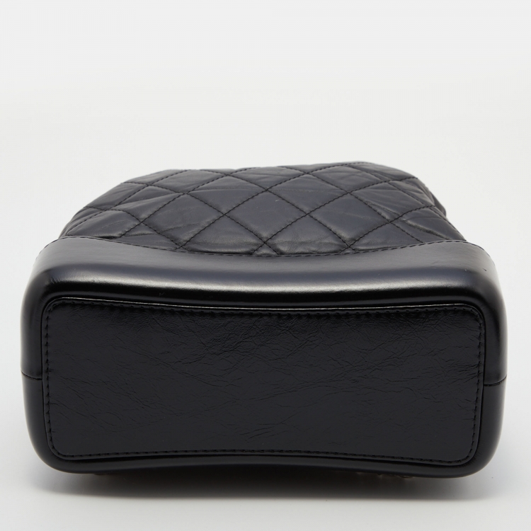 Pre Owned Chanel Black Quilted Leather Small Gabrielle Backpack