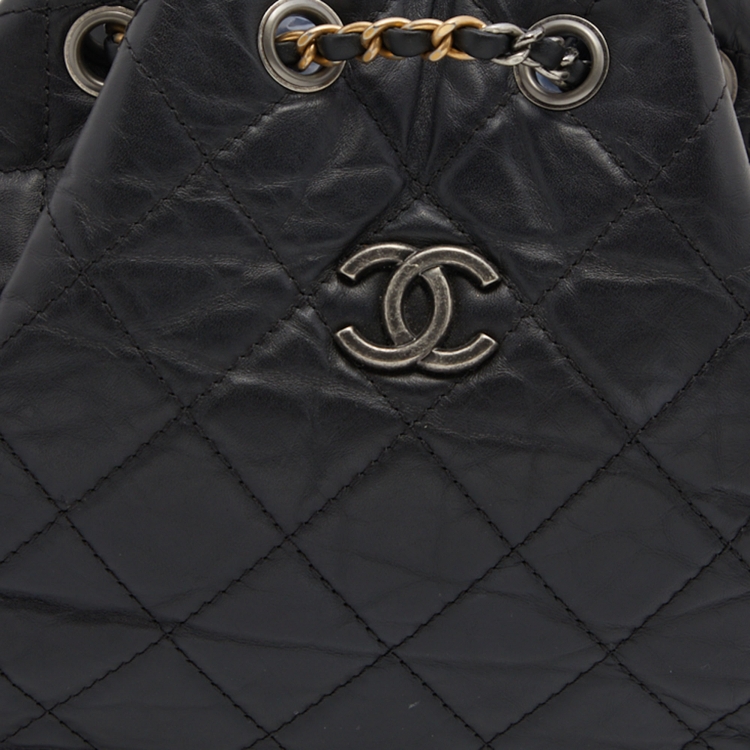 Pre Owned Chanel Black Quilted Leather Small Gabrielle Backpack