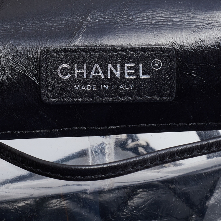 Pre Owned Chanel Black Quilted Leather and PVC Aquarium Backpack