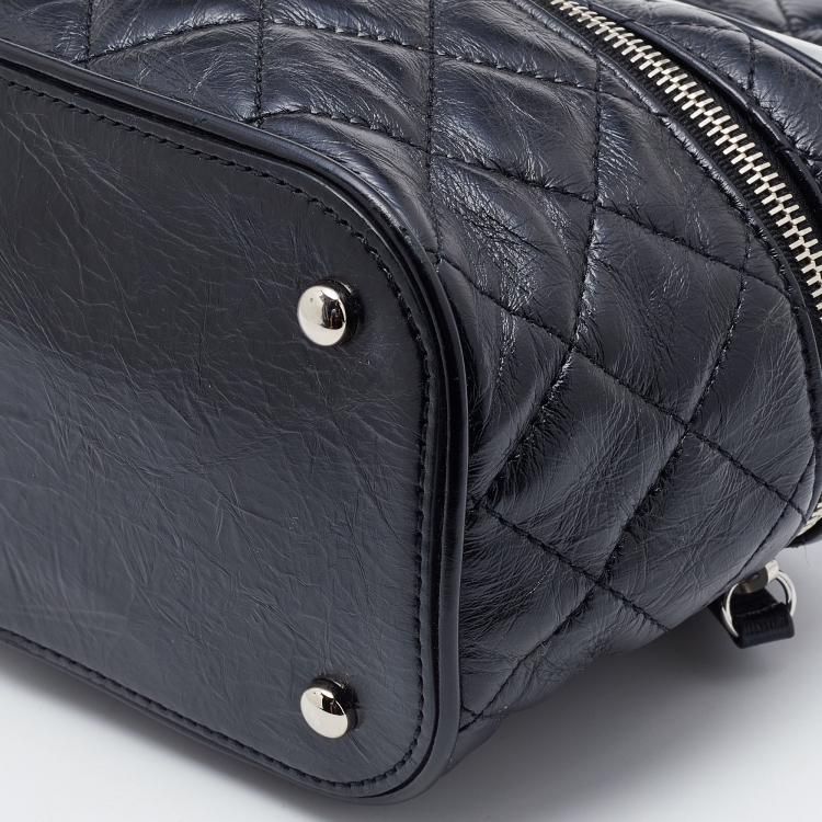 Pre Owned Chanel Black Quilted Leather and PVC Aquarium Backpack