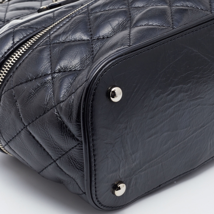 Pre Owned Chanel Black Quilted Leather and PVC Aquarium Backpack