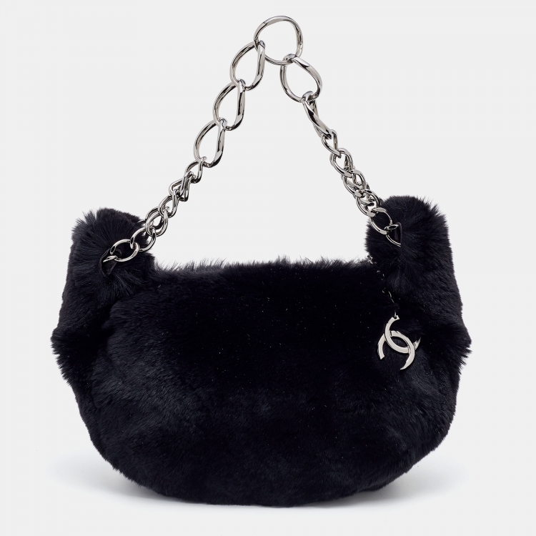 Chanel Black Lapin Rabbit Fur Shoulder Bag Chanel | The Luxury Closet