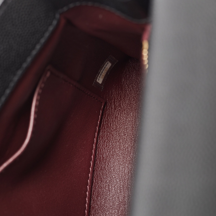 Pre Owned Chanel Black Quilted Caviar Leather and Lizard Embossed Small Coco Top Handle Bag