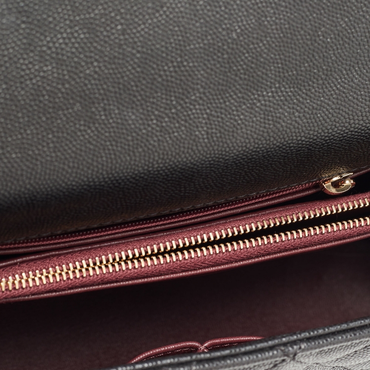 Pre Owned Chanel Black Quilted Caviar Leather and Lizard Embossed Small Coco Top Handle Bag