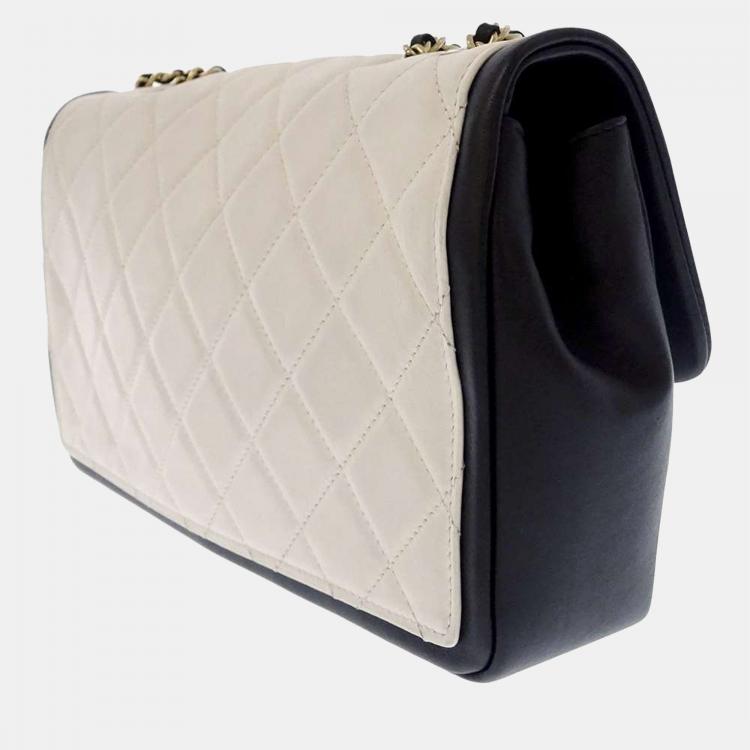 Chanel Black and White Geometric Lambskin New Medium Boy Bag  Worlds Best