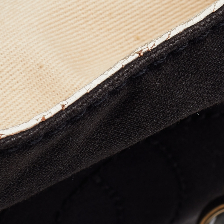 Pre Owned Chanel Black/White Canvas and Leather Vintage Olsen Hobo