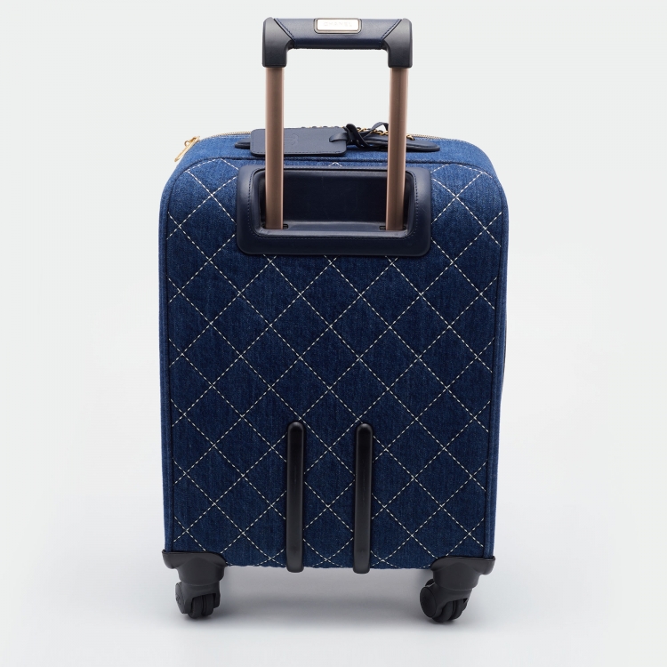 Pre Owned Chanel Blue Quilted Denim and Leather Coco Case Trolley