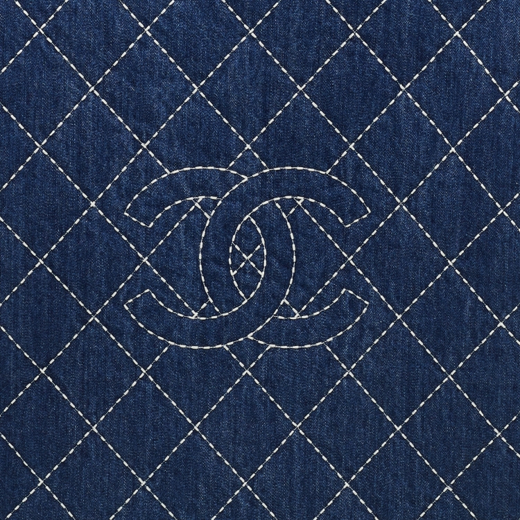Pre Owned Chanel Blue Quilted Denim and Leather Coco Case Trolley