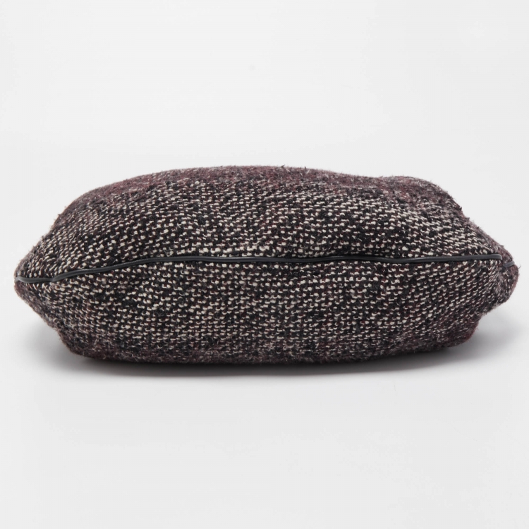 Pre Owned Chanel Black Tweed and Leather Coco Pleats Hobo