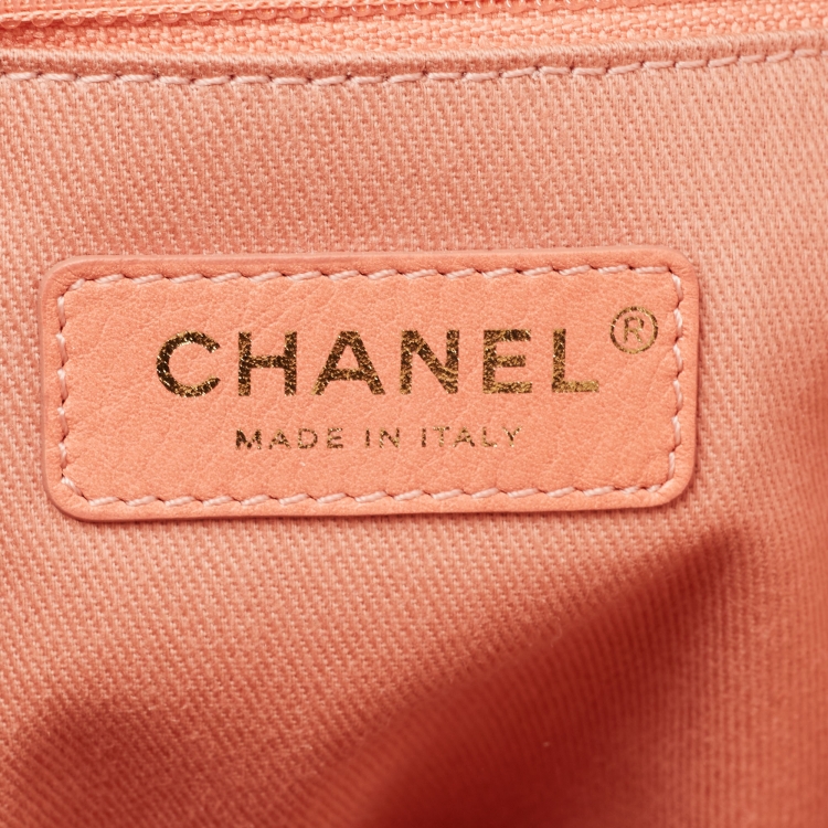 Pre Owned Chanel Pink Raffia and Leather Medium Deauville Shopper Tote