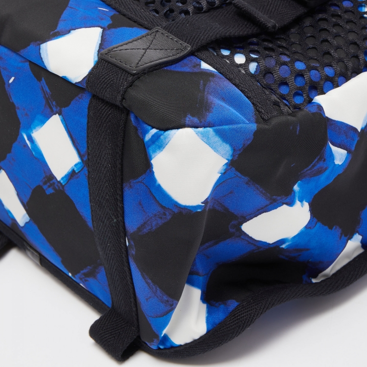 Pre Owned Chanel Black/Blue Printed Nylon Airline Backpack