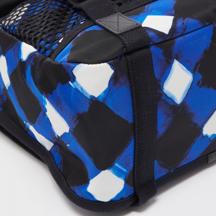 Pre Owned Chanel Black/Blue Printed Nylon Airline Backpack