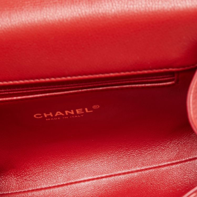 Pre Owned Chanel Red Chevron Leather Coco Waist Belt Bag