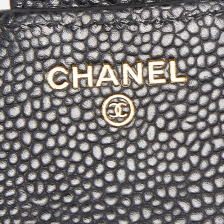 Pre Owned Chanel Black Quilted Caviar Leather Classic Trifold Wallet