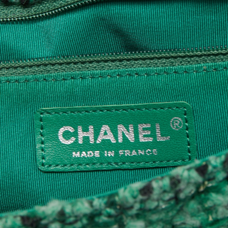 Pre Owned Chanel Green/Black Tweed Reissue Brooch Flap Bag