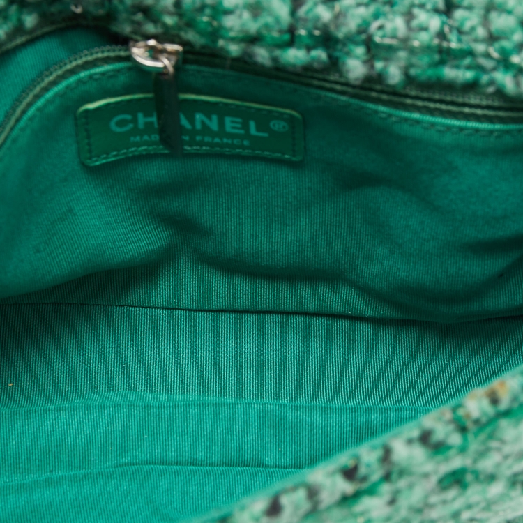 Pre Owned Chanel Green/Black Tweed Reissue Brooch Flap Bag
