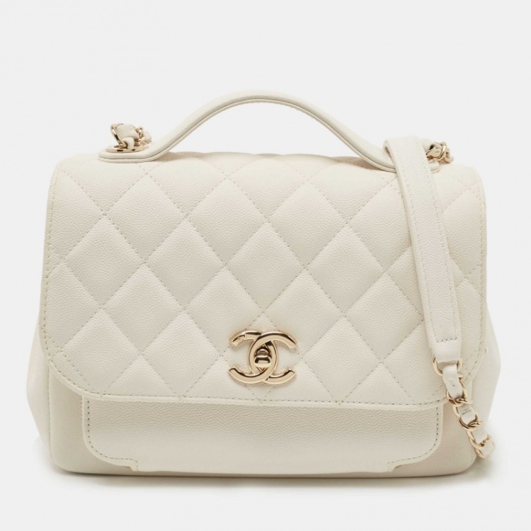 Chanel White Quilted Caviar Leather Medium Business Affinity Top Handle Bag  Chanel | The Luxury Closet