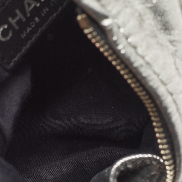 Pre Owned Chanel Silver Shimmer Quilted Leather Mini Backpack Is Back Backpack