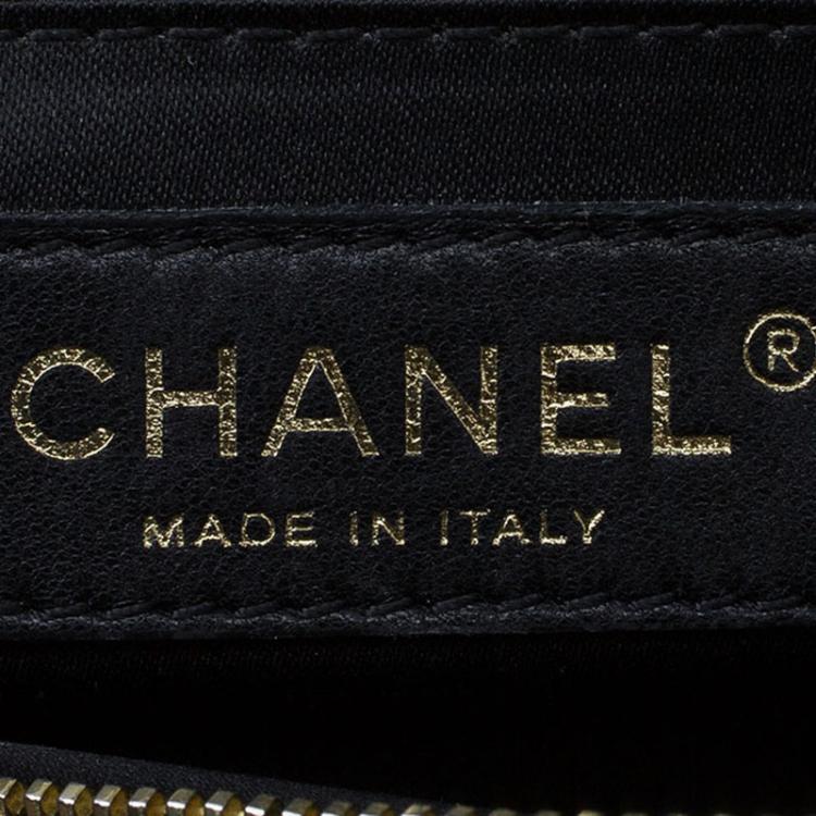 Pre Owned Chanel Black Quilted Caviar Leather Petite Timeless Shopper Tote