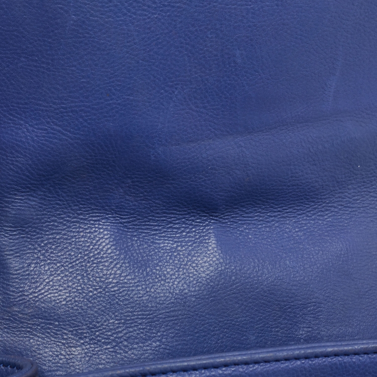 Pre Owned Chanel Blue Quilted Leather Small Boy Flap Bag