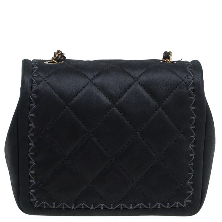 Pre Owned Chanel Black Quilted Iridescent Leather Mini Square Classic Flap Bag