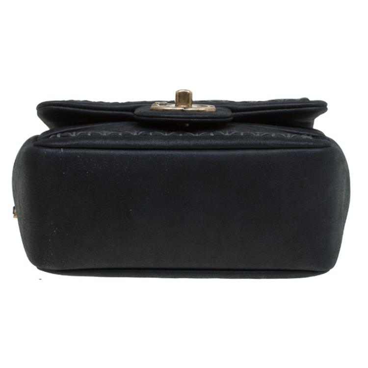 Pre Owned Chanel Black Quilted Iridescent Leather Mini Square Classic Flap Bag