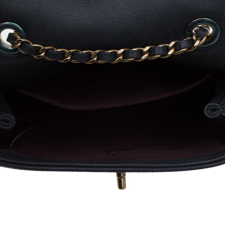 Pre Owned Chanel Black Quilted Iridescent Leather Mini Square Classic Flap Bag