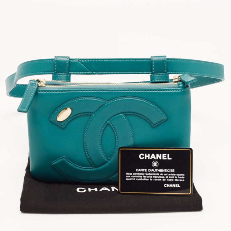 Pre Owned Chanel Green Leather CC Mania Waist Bag