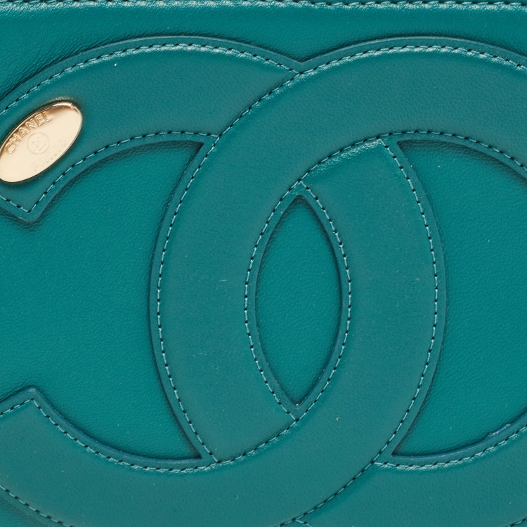 Pre Owned Chanel Green Leather CC Mania Waist Bag