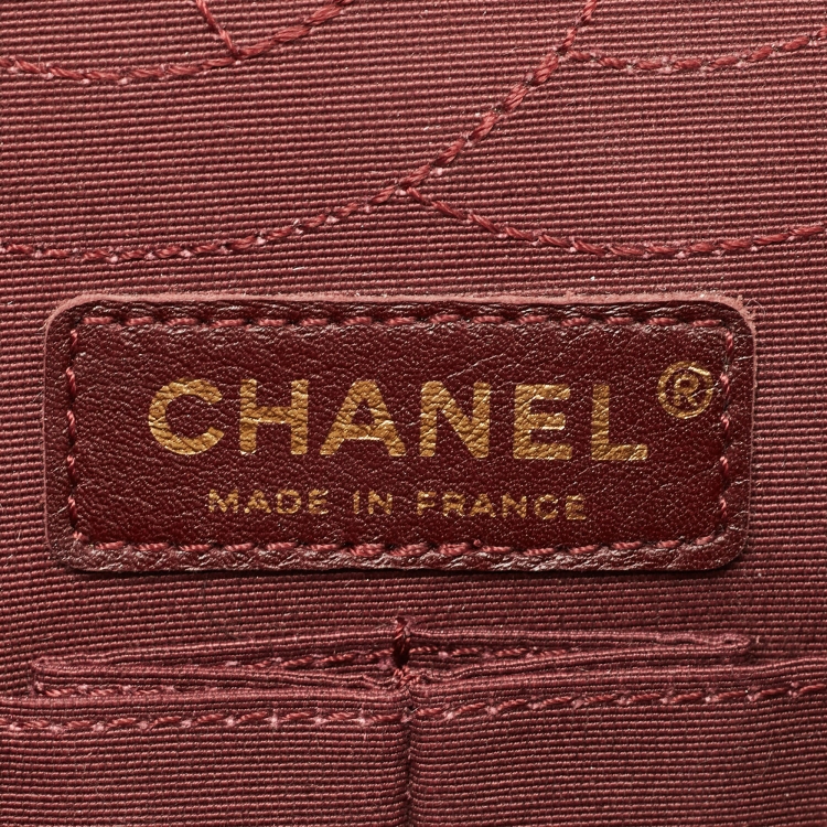 Pre Owned Chanel Gold Quilted Printed Leather Limited Edition Reissue 2.55 Flap Bag
