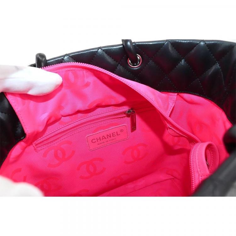 Pre Owned Chanel Black Leather Small Cambon Ligne Tote Bag