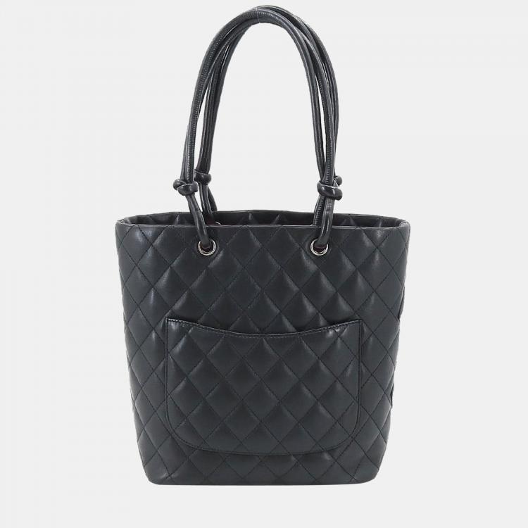 Pre Owned Chanel Black Leather Small Cambon Ligne Tote Bag