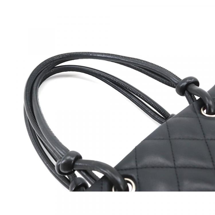 Pre Owned Chanel Black Leather Small Cambon Ligne Tote Bag