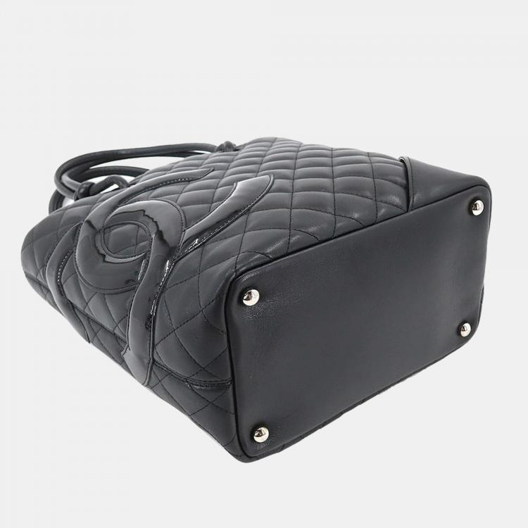 Pre Owned Chanel Black Leather Small Cambon Ligne Tote Bag