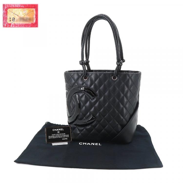 Pre Owned Chanel Black Leather Small Cambon Ligne Tote Bag