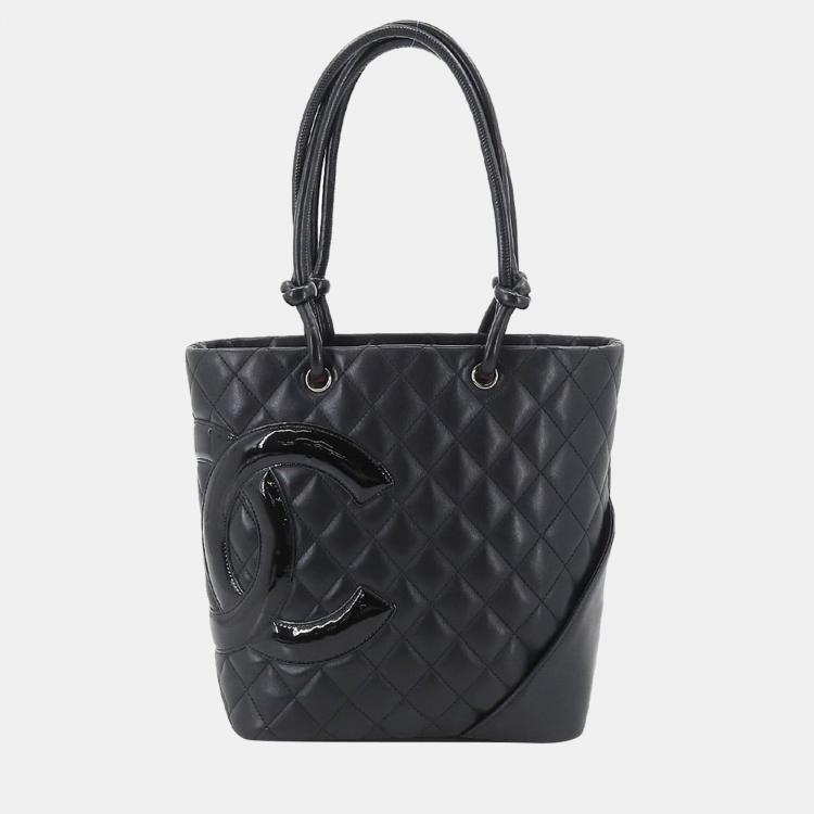 Pre Owned Chanel Black Leather Small Cambon Ligne Tote Bag
