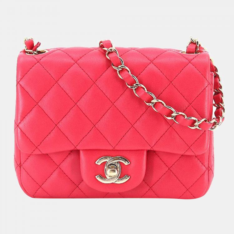 Chanel Red Leather Mini Square Shoulder Bag