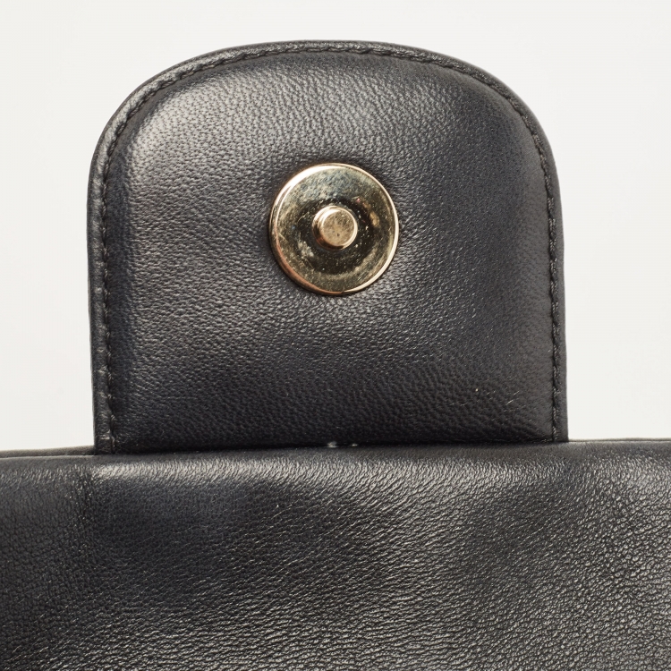 Pre Owned Chanel Black Quilted Leather Medium Westminster Pearl Single Flap Bag         