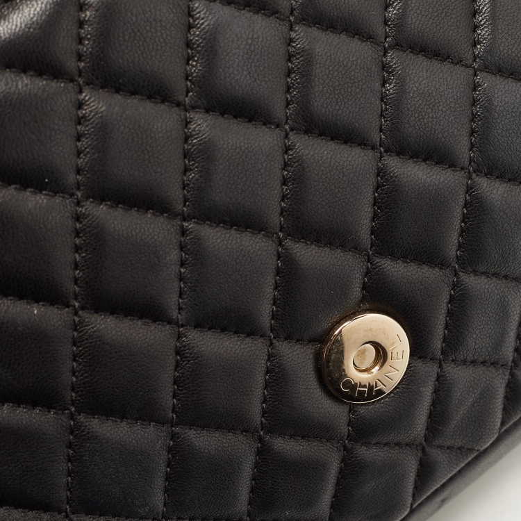 Pre Owned Chanel Black Quilted Leather Medium Westminster Pearl Single Flap Bag         