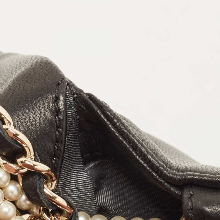 Pre Owned Chanel Black Quilted Leather Medium Westminster Pearl Single Flap Bag         